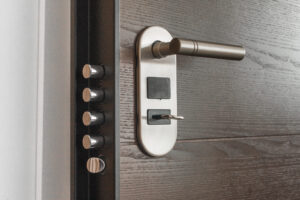 Exemple d'une porte blindée neuve, montrant sa robustesse et sa serrure de haute sécurité A2P.